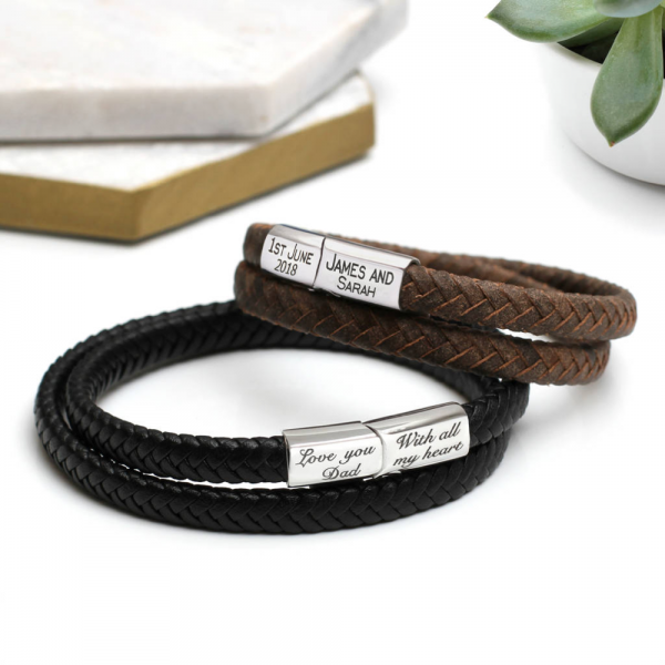 Double Band Leather Mens Bracelet - Mygiavelle