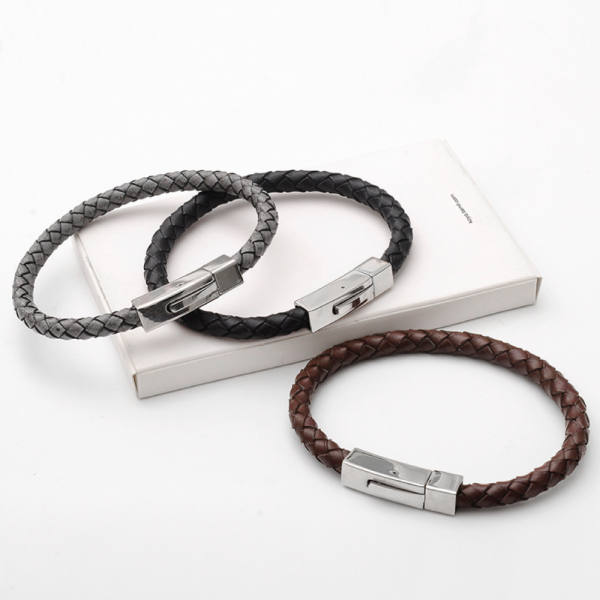 Ohiru Leather & Stainless Steel Mens Bracelet - Mygiavelle