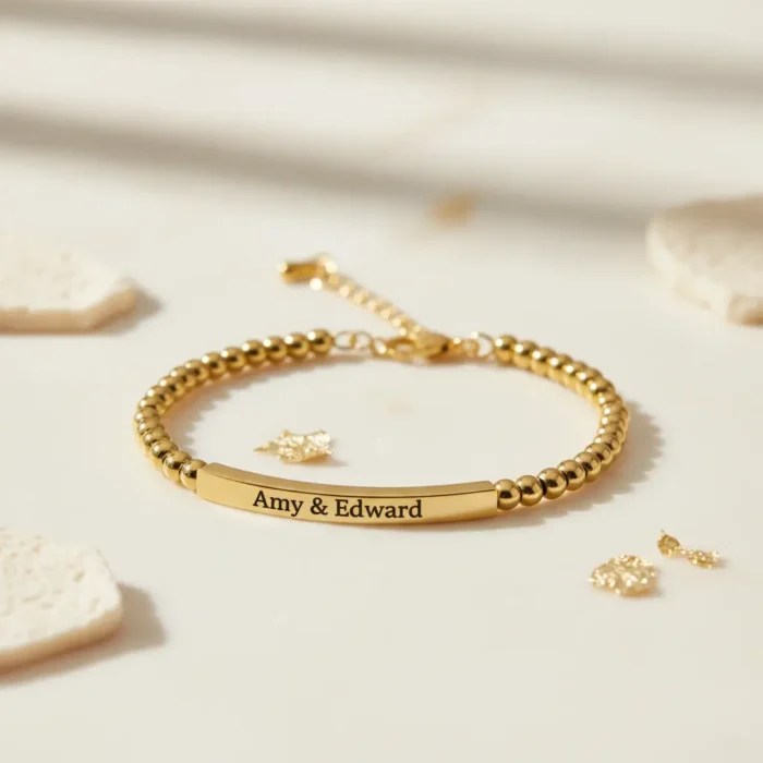 gold beaded bracelet