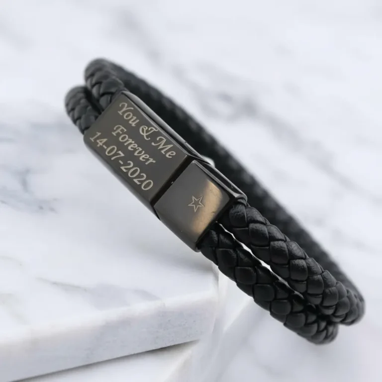 Rome Leather & Stainless Steel Mens Bracelet