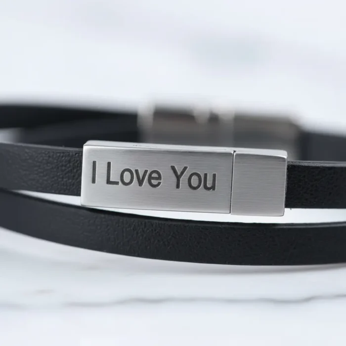 Cairo Leather & Stainless Steel Mens Bracelet - Brown - Image 6