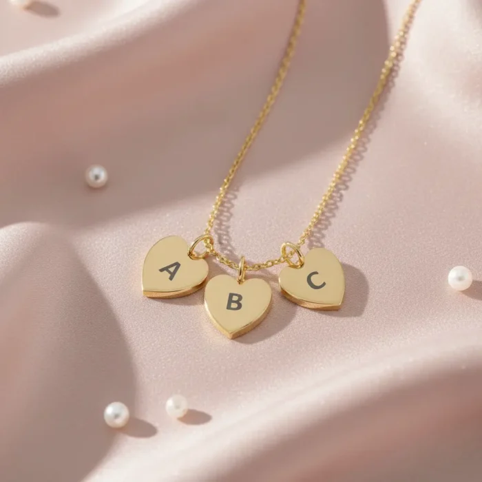 3 heart necklace gold