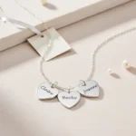 3 heart necklace silver