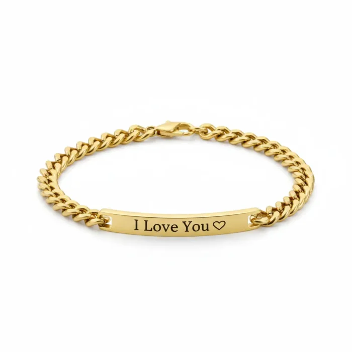 Steel Identity Mens Bracelet - Gold - Image 6