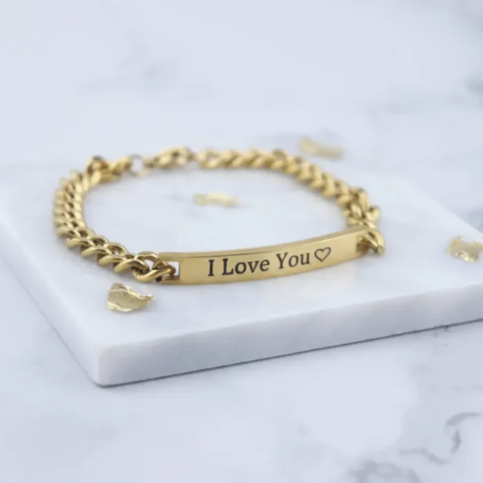 Steel Identity Mens Bracelet - Gold - Image 5