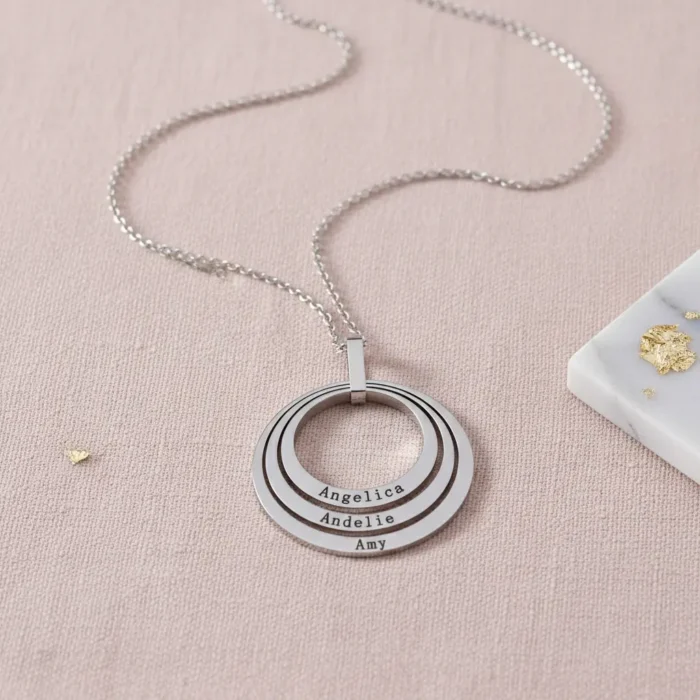 Triple Family Circular Necklace - Silver - Image 4