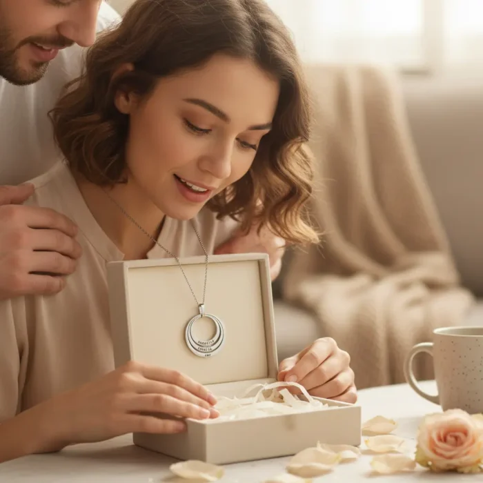 Triple Family Circular Necklace - Silver - Image 3