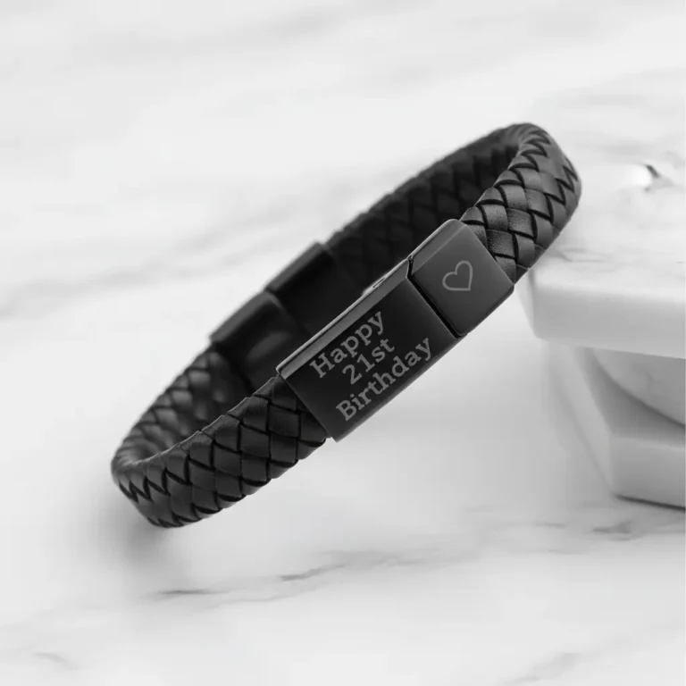 Vienna Leather & Stainless Steel Mens Bracelet