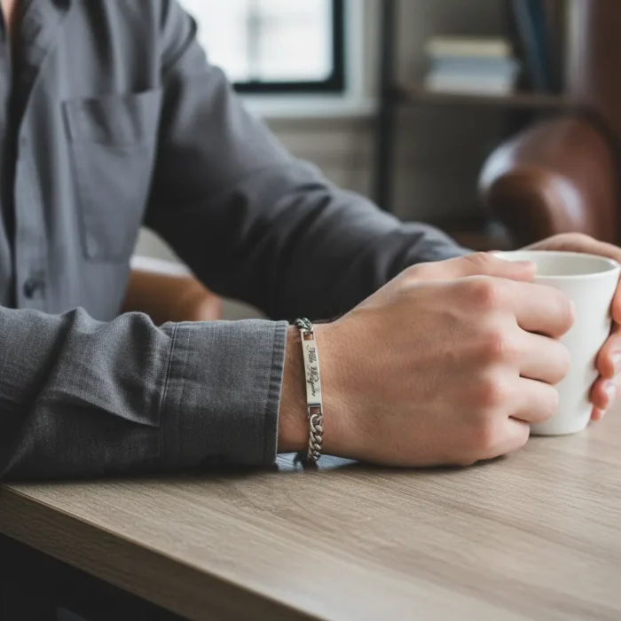 Steel Identity Mens Bracelet - Silver - Image 2