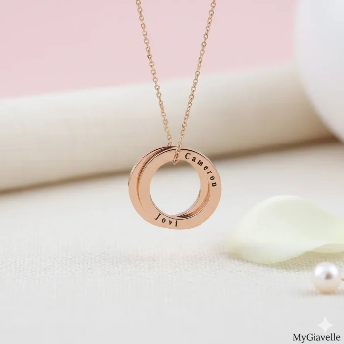 Russian Necklace – 2 Rings - Rose Gold - Image 4