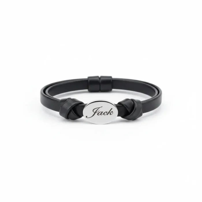 Womens Leather Bracelet - Silver - Image 6