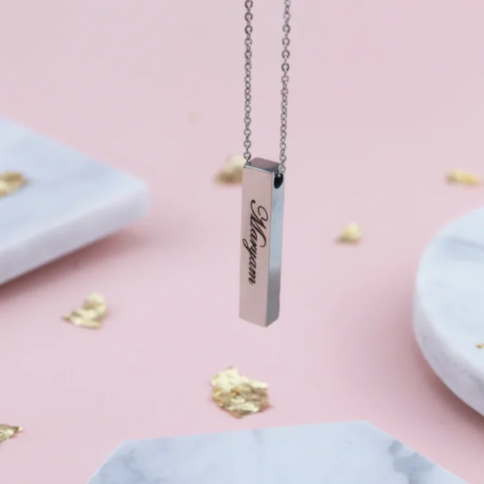 Bar Necklace Vertical – Silver