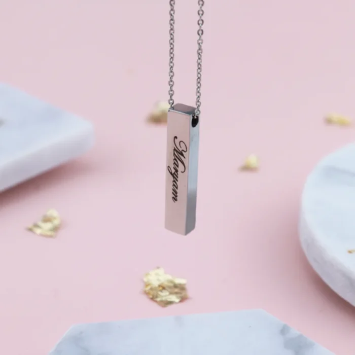 Bar Necklace Vertical – Silver