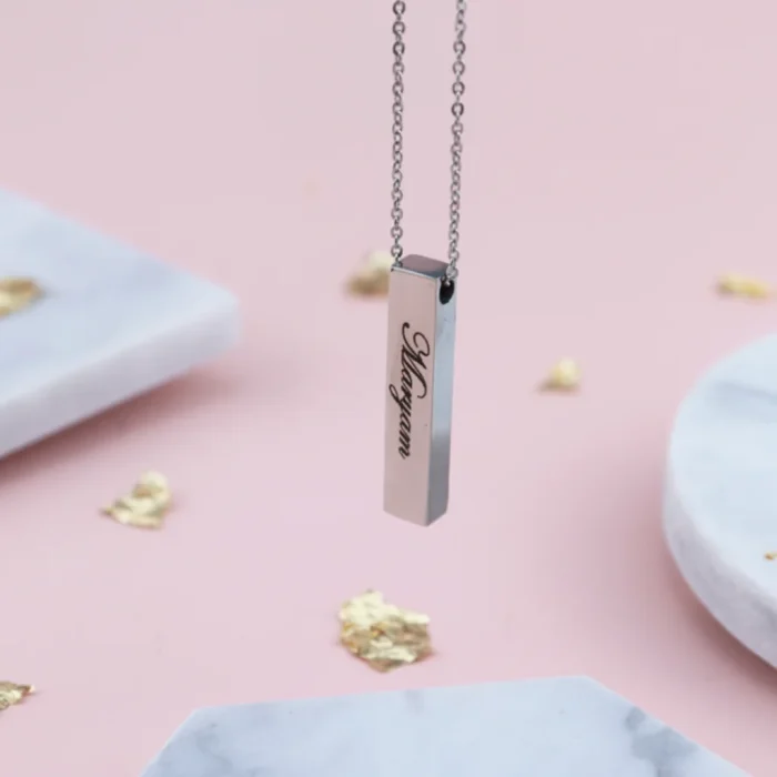 Bar Necklace Vertical – Silver