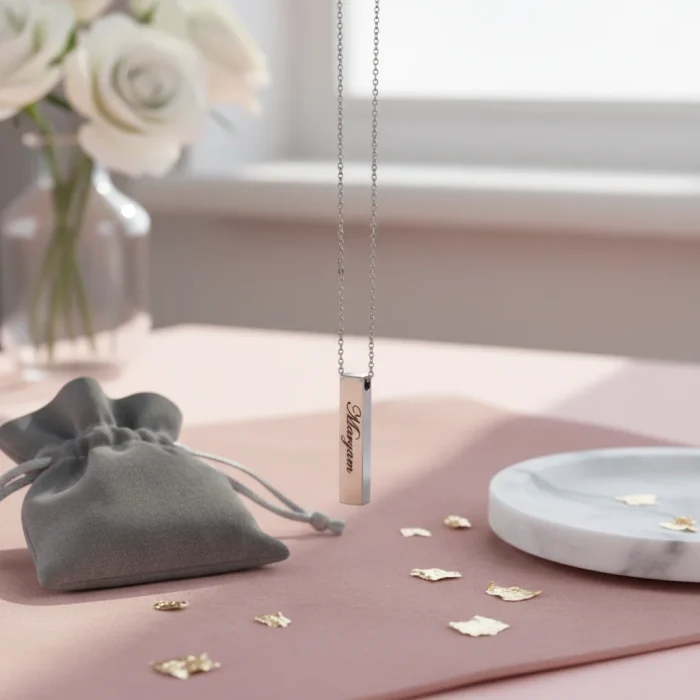 Bar Necklace Vertical – Silver