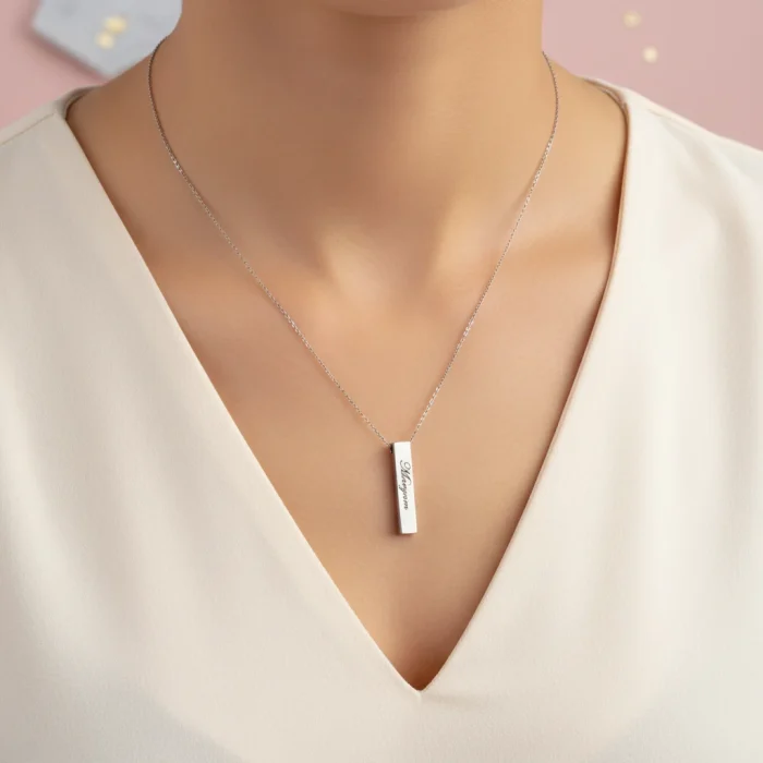 Bar Necklace Vertical – Silver