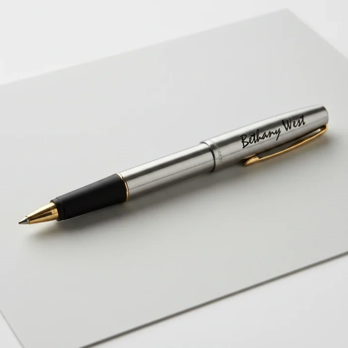 Parker Frontier Rollerball Pen – Silver with Gold Clip